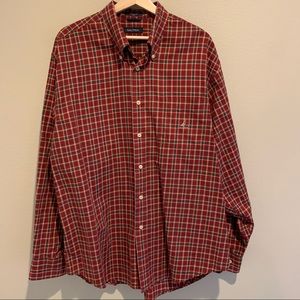 Nautical plaid button down long sleeve shirt